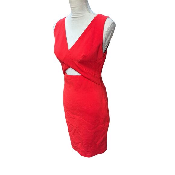 Robert Rodriquez Orange Red Tech Suiting Cutout Sleeveless Dress - 4 - Picture 6 of 9